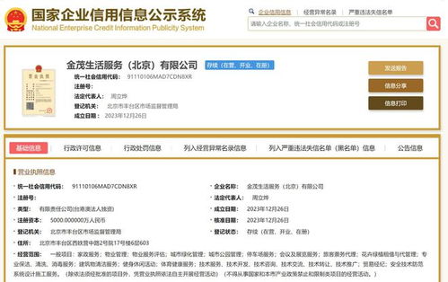 金茂服務在北京設立新子公司，布局互聯網域名注冊服務
